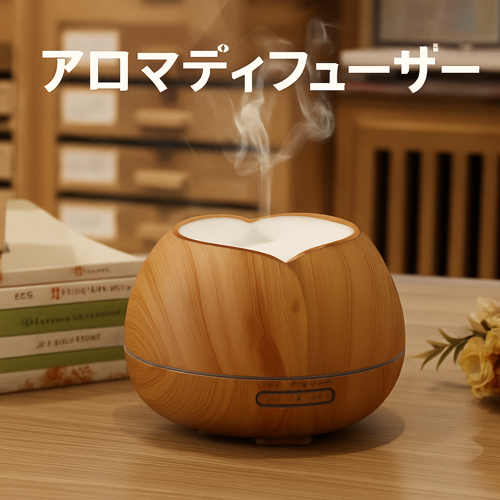 500ML クリエイティブ 木目調 アロマディフューザー 超音波式 スマート家庭用 加湿器 工場直販