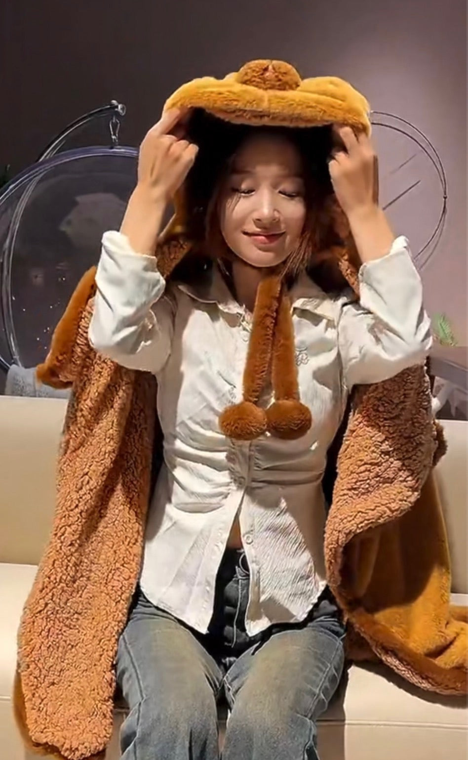 カピバラ冬用クロークケープ
裏起毛で厚手の“なまけブランケット”