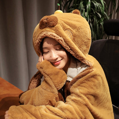 カピバラ冬用クロークケープ
裏起毛で厚手の“なまけブランケット”